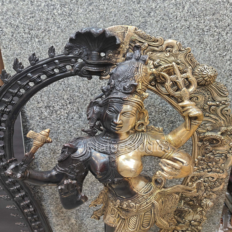 Brass Large Ardhanarishawar Shiva Statue Antique Finish For Home Decor 2.5 Feet