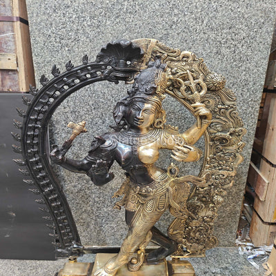 Brass Large Ardhanarishawar Shiva Statue Antique Finish For Home Decor 2.5 Feet