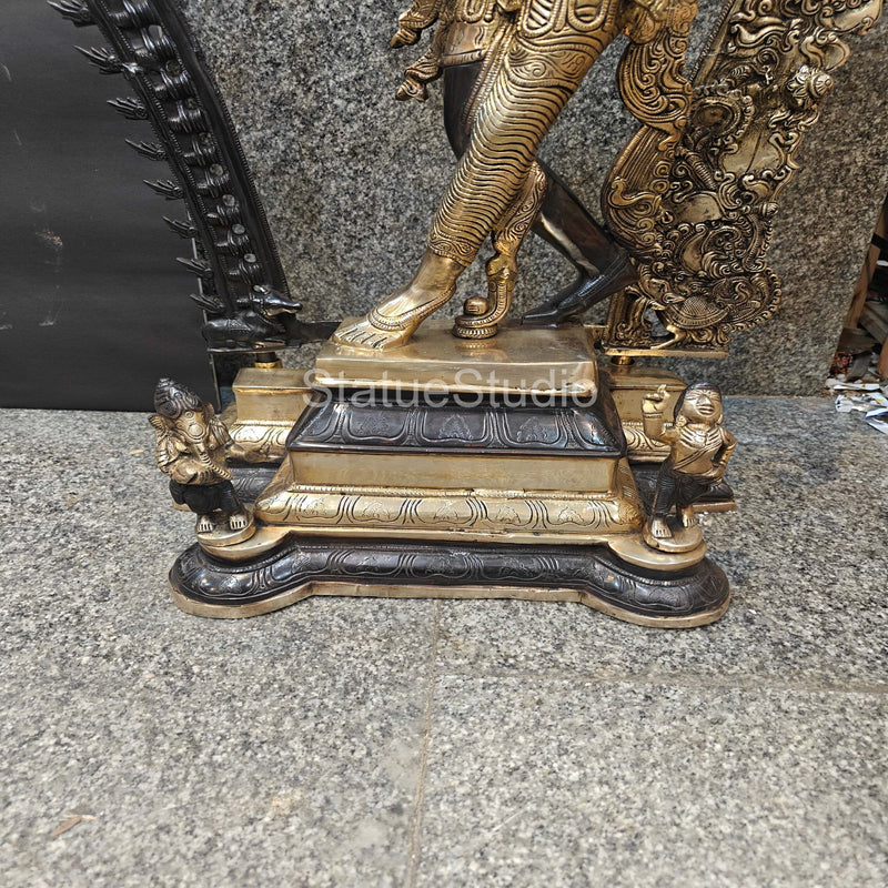 Brass Large Ardhanarishawar Shiva Statue Antique Finish For Home Decor 2.5 Feet