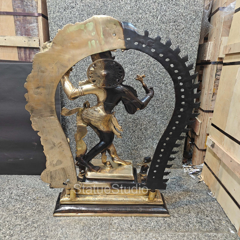 Brass Large Ardhanarishawar Shiva Statue Antique Finish For Home Decor 2.5 Feet