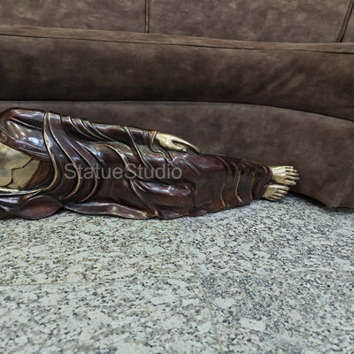 Brass Sleeping Buddha Statue Antique Finish For Home Decor 2.5 Feet