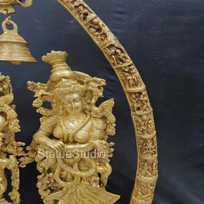 Brass Large Radha Krishna Statue With Removable Temple Set For Home Decor 4 Feet