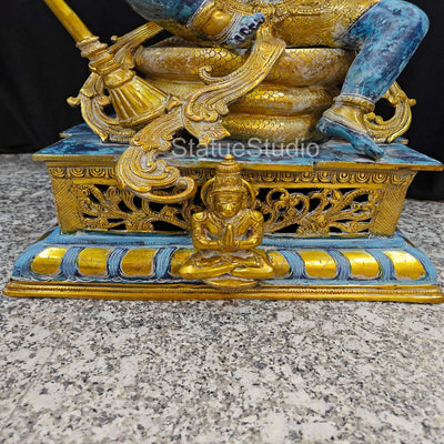 Brass Large Exclusive Vishnu Idol Seated on Sheshnaag For Home Decor 2.5 Feet