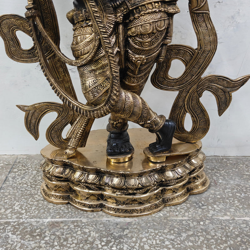 Brass Large Krishna Idol Antique Black Finish for Home Decor 3 Feet