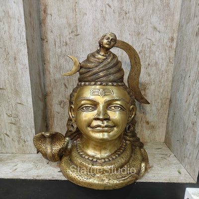 Brass Large Shiva Head Idol For Home Temple Decor 1.5 Feet