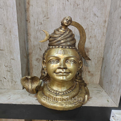 Brass Large Shiva Head Idol For Home Temple Decor 1.5 Feet