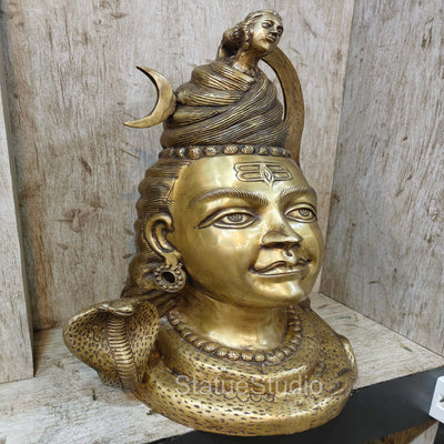 Brass Large Shiva Head Idol For Home Temple Decor 1.5 Feet