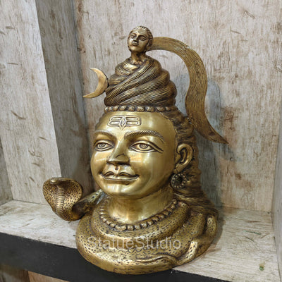 Brass Large Shiva Head Idol For Home Temple Decor 1.5 Feet