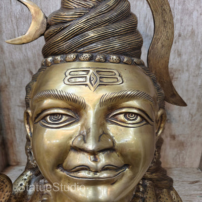 Brass Large Shiva Head Idol For Home Temple Decor 1.5 Feet