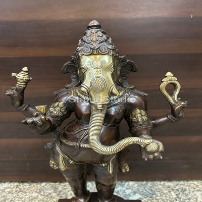 Brass Standing Ganesha Idol Showpiece Antique Finish For Home Office 1.5 Feet