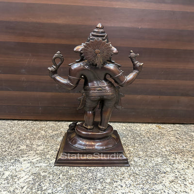 Brass Standing Ganesha Idol Showpiece Antique Finish For Home Office 1.5 Feet