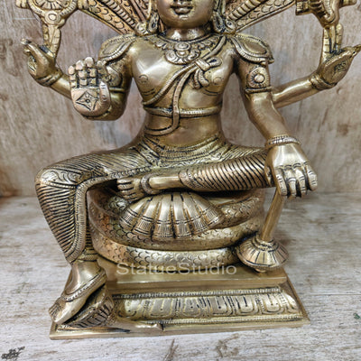 Brass Vishnu Statue Under Sheshanaaga Throne 14"