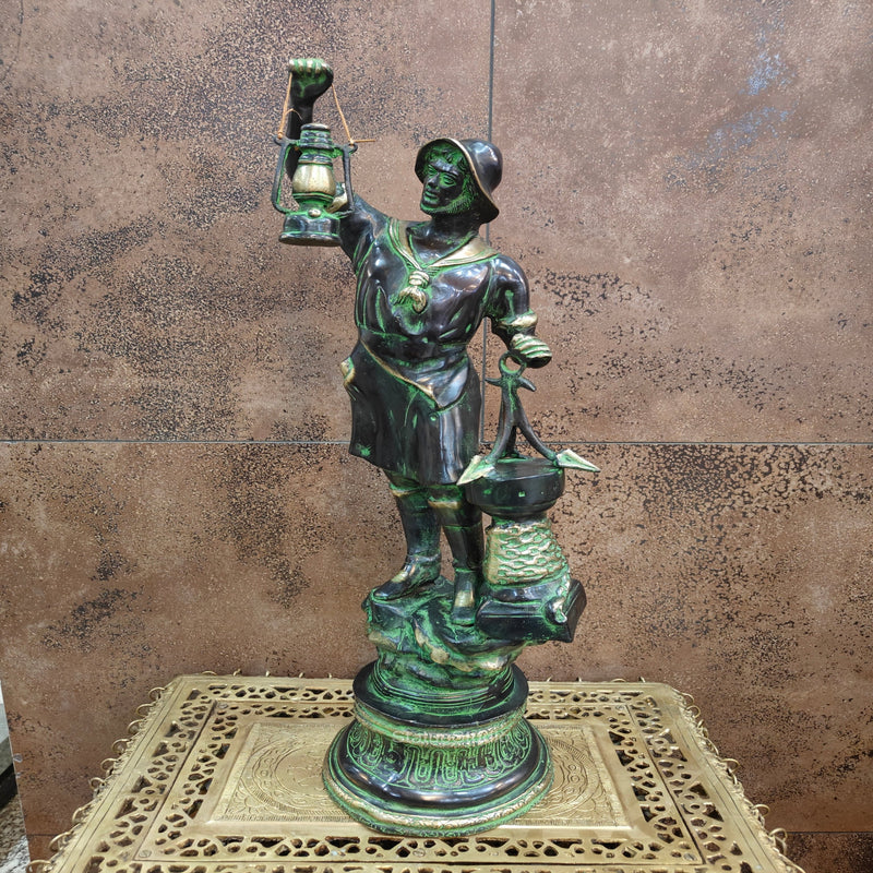 Brass Pirate Warrior Decor Showpiece With Lantern 27 inches