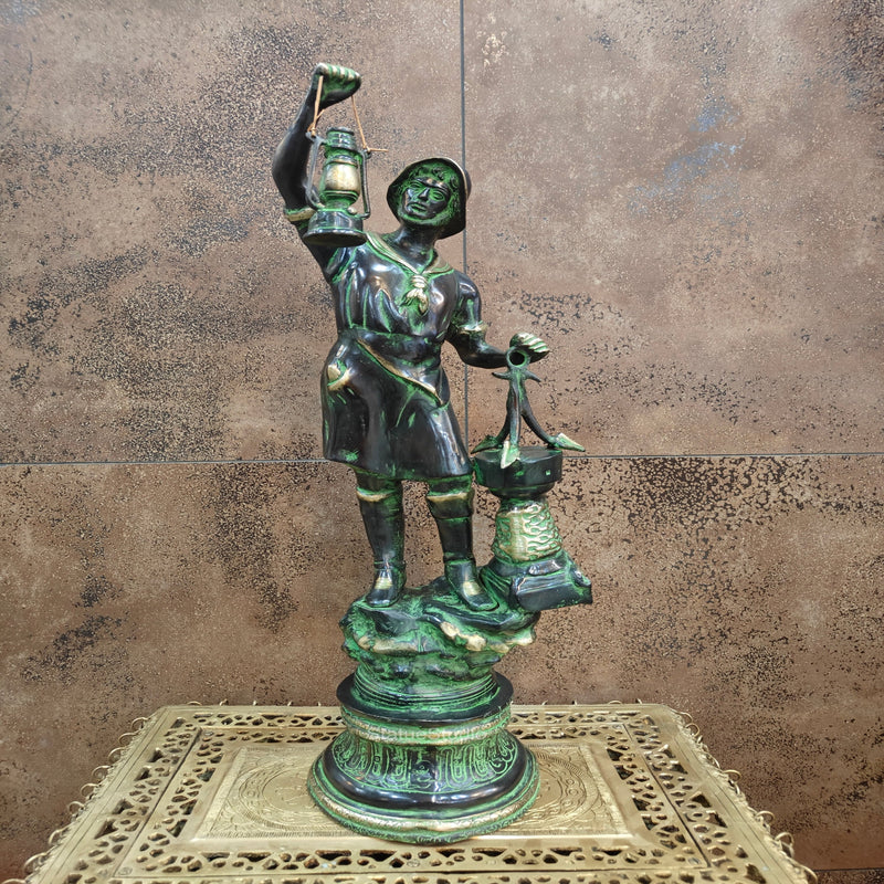 Brass Pirate Warrior Decor Showpiece With Lantern 27 inches