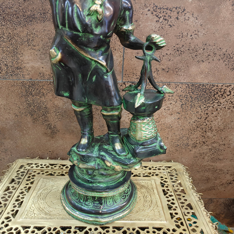 Brass Pirate Warrior Decor Showpiece With Lantern 27 inches