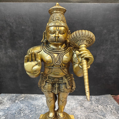 Brass Standing Hanuman Statue Aashirwad Mudra 22 Inches