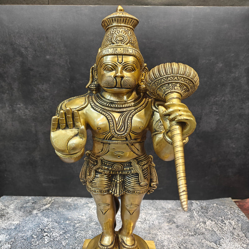 Brass Standing Hanuman Statue Aashirwad Mudra 22 Inches