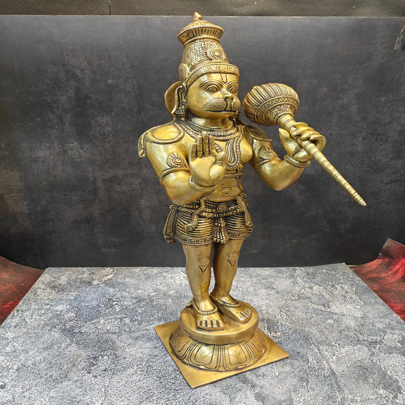 Brass Standing Hanuman Statue Aashirwad Mudra 22 Inches