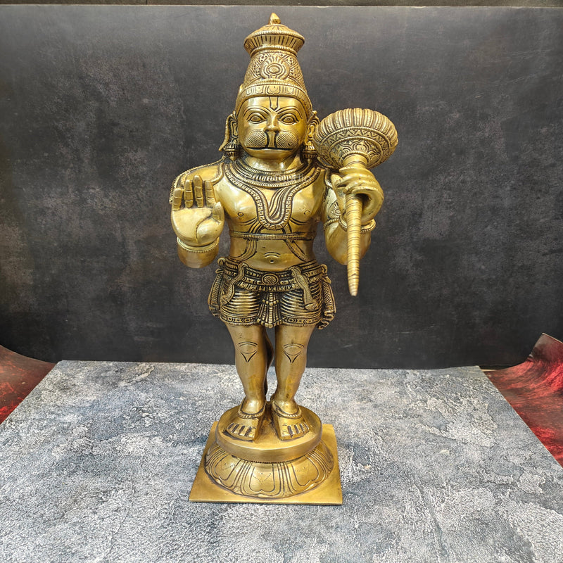 Brass Standing Hanuman Statue Aashirwad Mudra 22 Inches