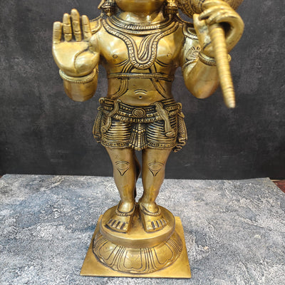 Brass Standing Hanuman Statue Aashirwad Mudra 22 Inches