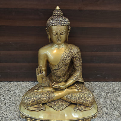 Brass Large Buddha Statue Antique Finish Showpiece 2 Feet