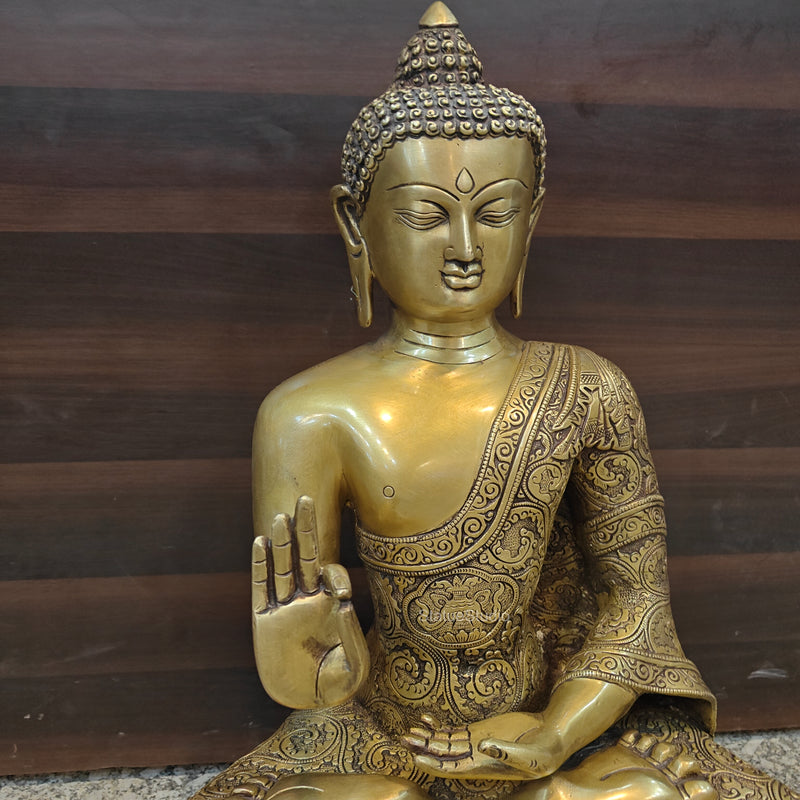 Brass Large Buddha Statue Antique Finish Showpiece 2 Feet