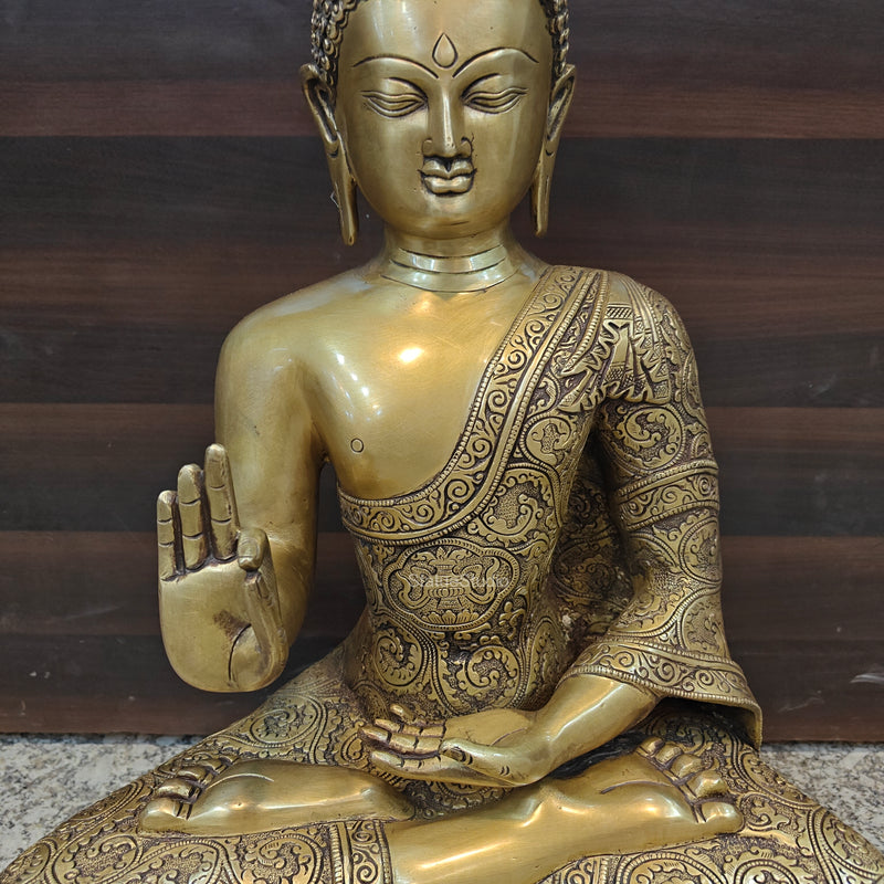 Brass Large Buddha Statue Antique Finish Showpiece 2 Feet