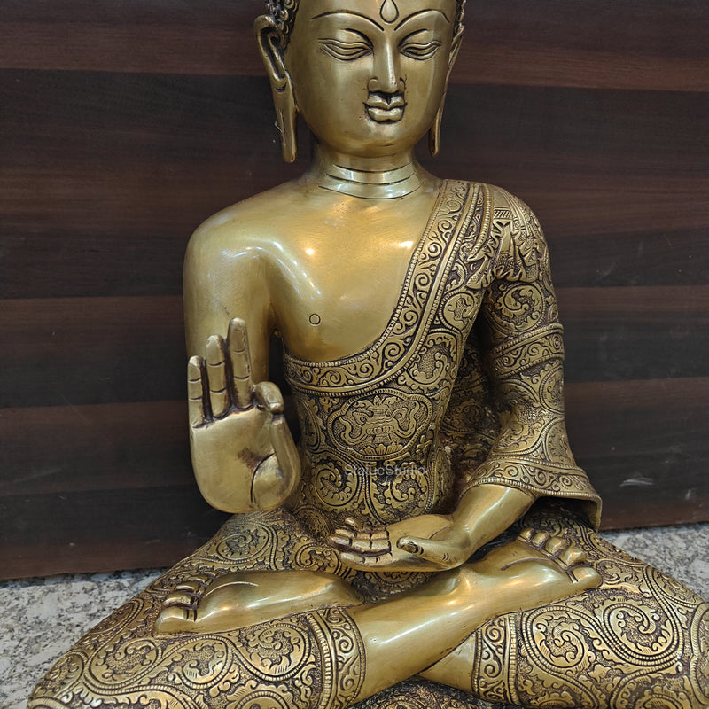 Brass Large Buddha Statue Antique Finish Showpiece 2 Feet