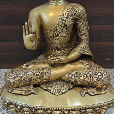 Brass Large Buddha Statue Antique Finish Showpiece 2 Feet