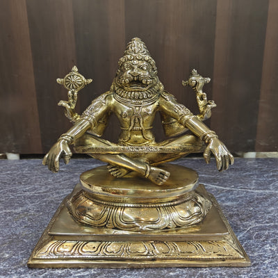 Brass Yog Narsimha swamy Statue Narsingh Idol 11 Inches