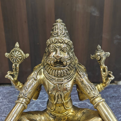 Brass Yog Narsimha swamy Statue Narsingh Idol 11 Inches