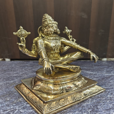 Brass Yog Narsimha swamy Statue Narsingh Idol 11 Inches