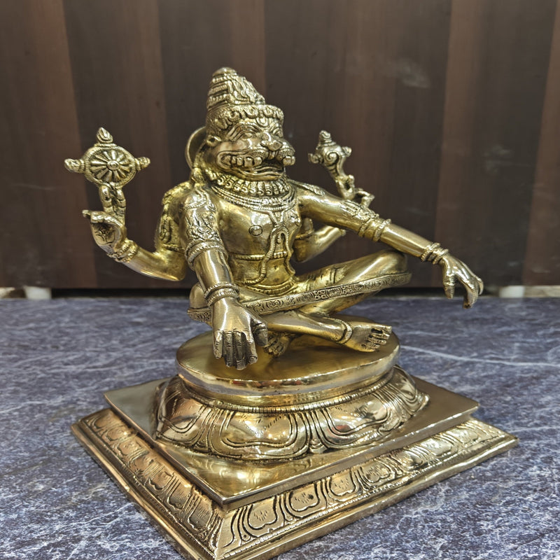 Brass Yog Narsimha swamy Statue Narsingh Idol 11 Inches