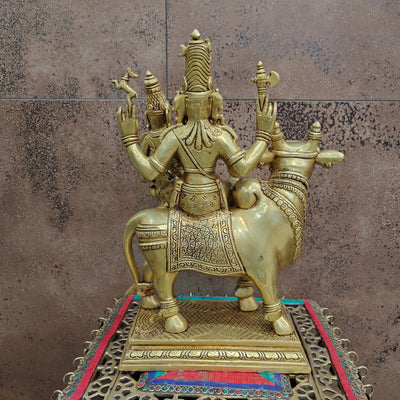 Brass Superfine Lord Shiva Parvati Idol Seated On Nandi 16 Inch