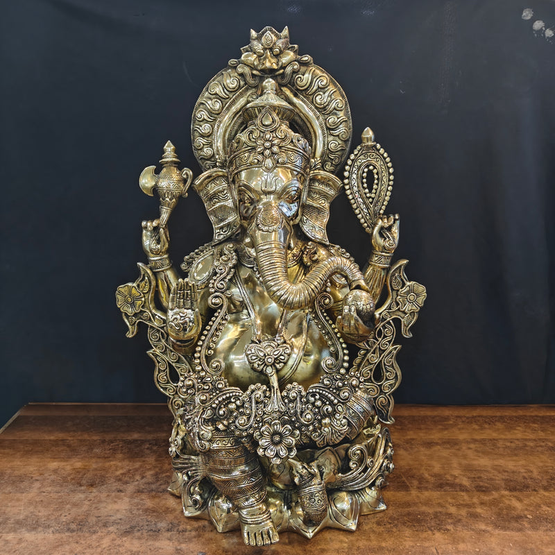 Elegant Brass Large Ganesha Statue 29 Inches