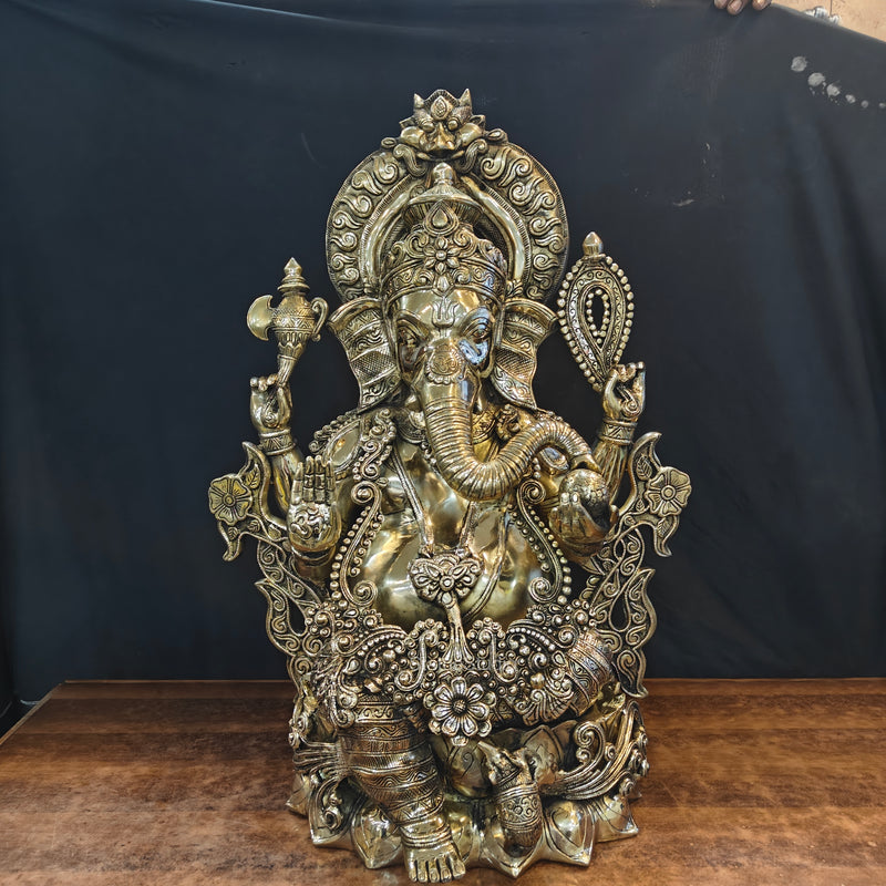 Elegant Brass Large Ganesha Statue 29 Inches