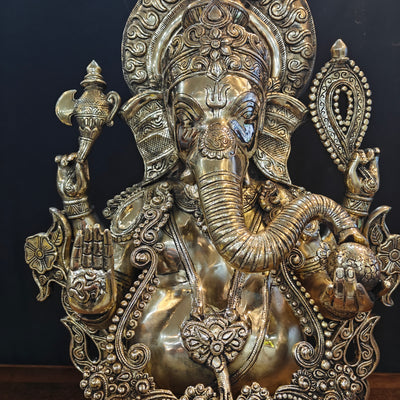 Elegant Brass Large Ganesha Statue 29 Inches