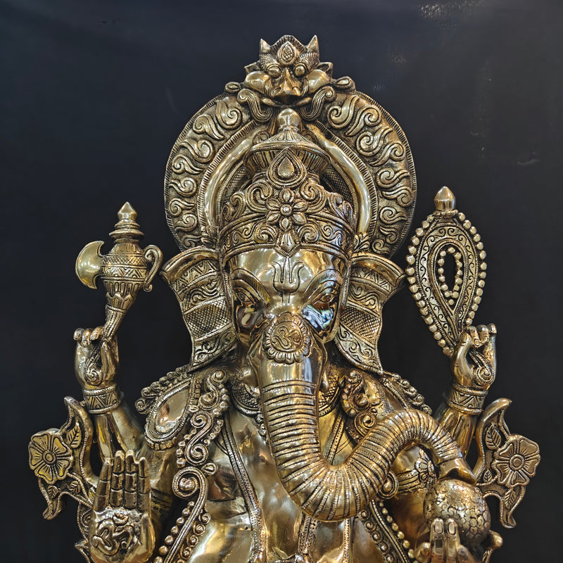 Elegant Brass Large Ganesha Statue 29 Inches