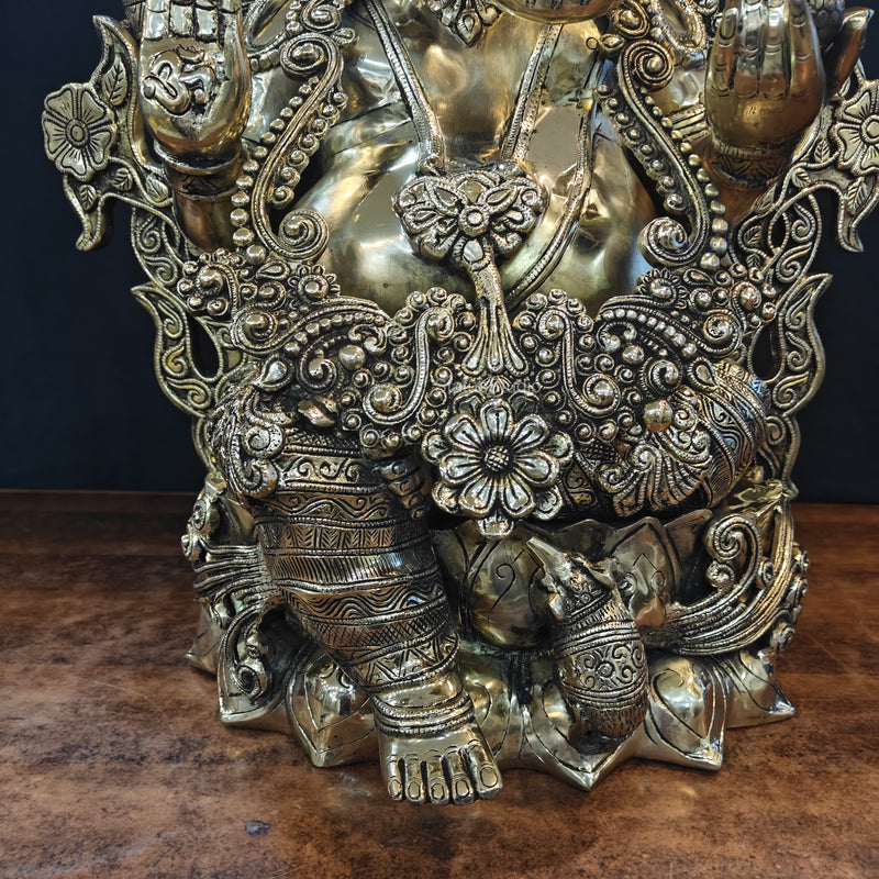 Elegant Brass Large Ganesha Statue 29 Inches