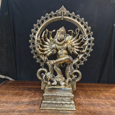 Brass Large Tandav Ganesha Statue 21 Inch