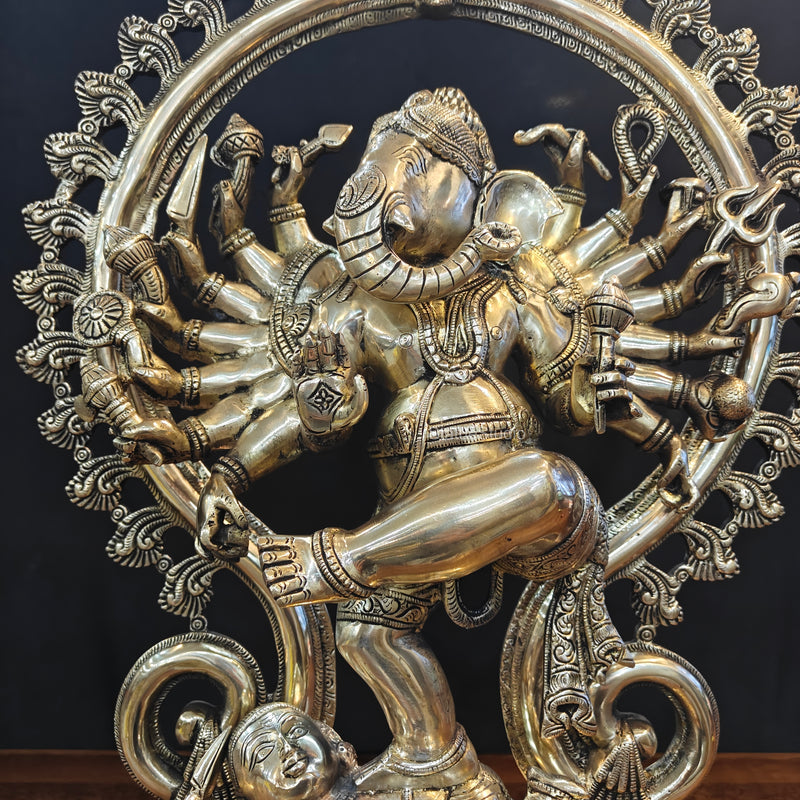 Brass Large Tandav Ganesha Statue 21 Inch