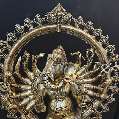 Brass Large Tandav Ganesha Statue 21 Inch