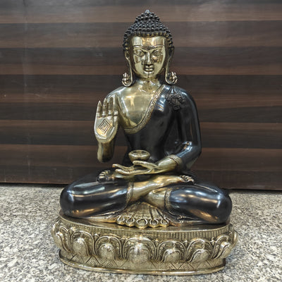 Brass Blessing Buddha Statue Antique Finish 2 Feet