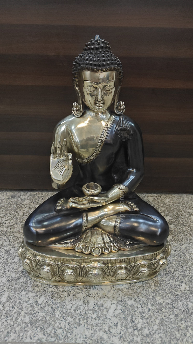 Brass Blessing Buddha Statue Antique Finish 2 Feet