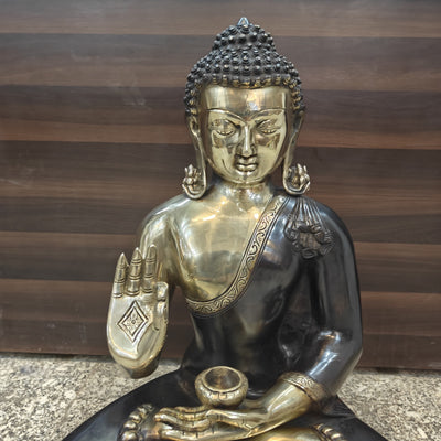 Brass Blessing Buddha Statue Antique Finish 2 Feet