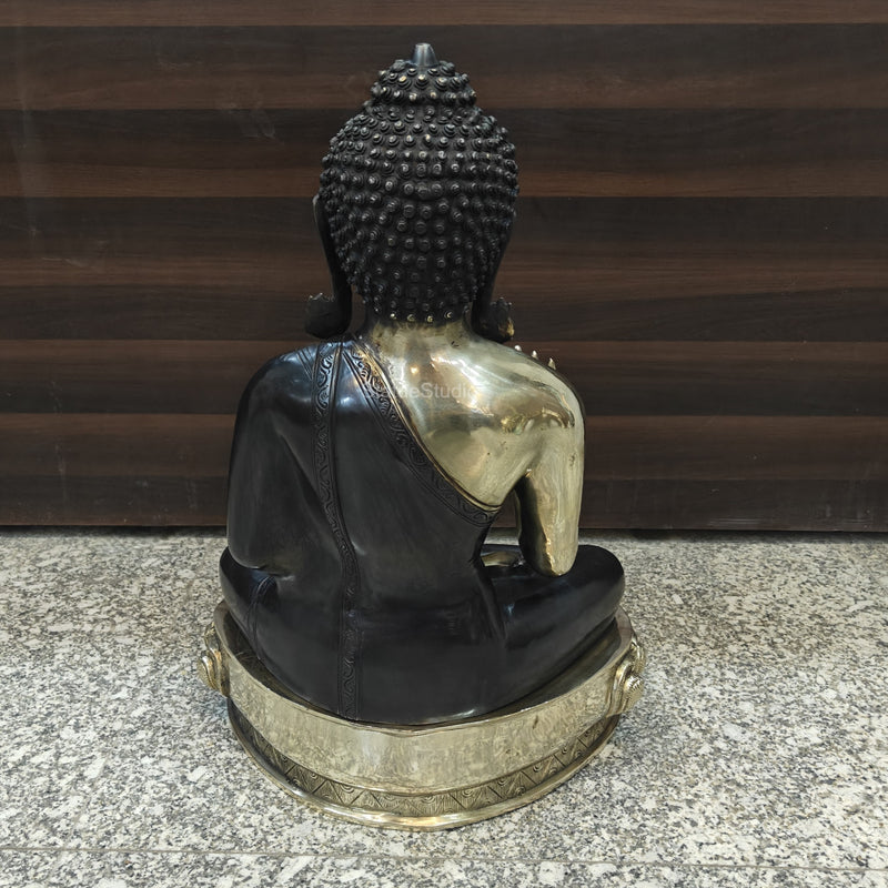 Brass Blessing Buddha Statue Antique Finish 2 Feet