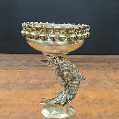 Brass Fish Designer Urli For Home Office Decor 11 Inch