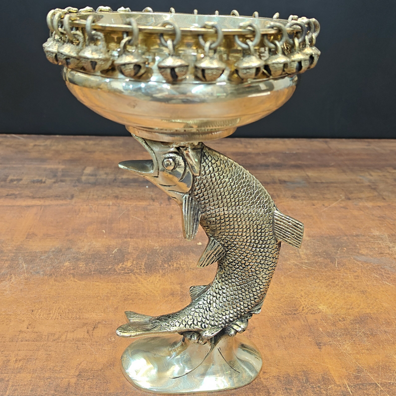 Brass Fish Designer Urli For Home Office Decor 11 Inch