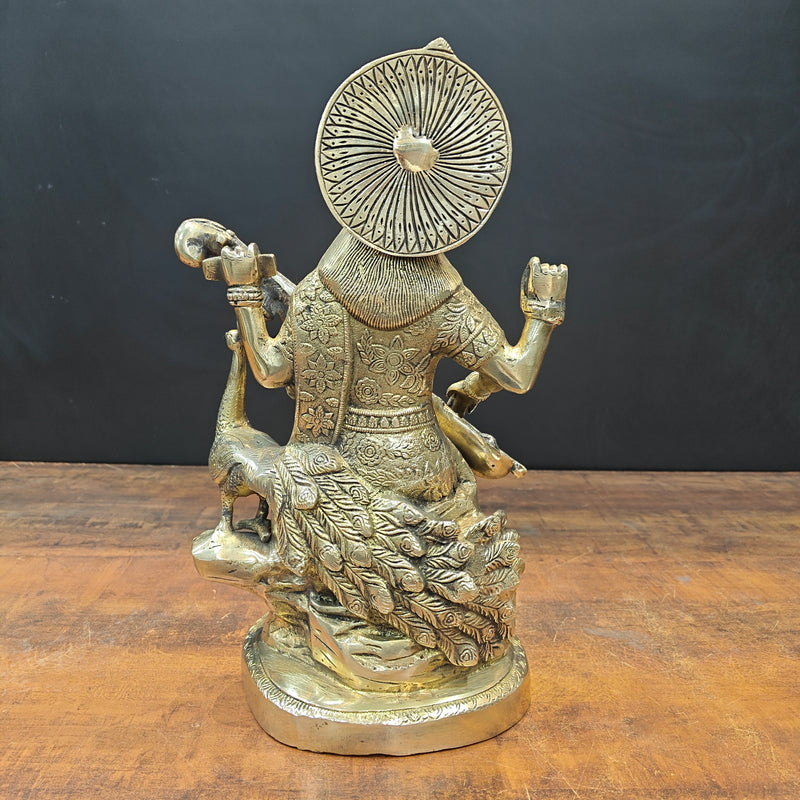 Brass Goddess Saraswati Statue Playing Veena 15 Inches