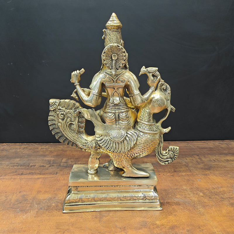 Brass Goddess Saraswati Idol Sitting On Swan Playing Veena 19 Inches